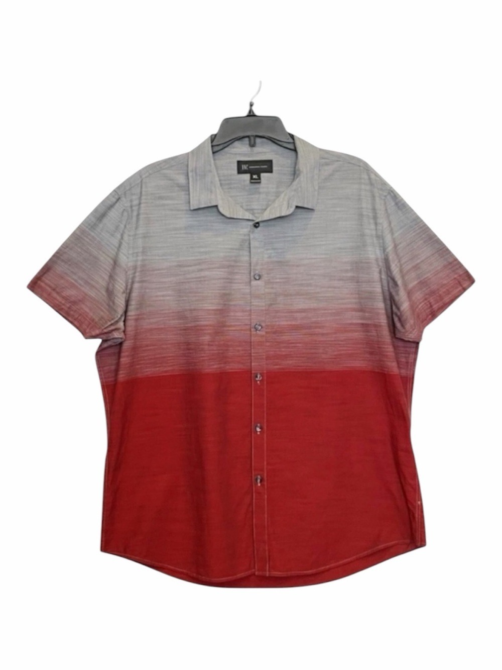 INC International Concepts Ombre Cotton Button Up Shirt Gray Red Size XL